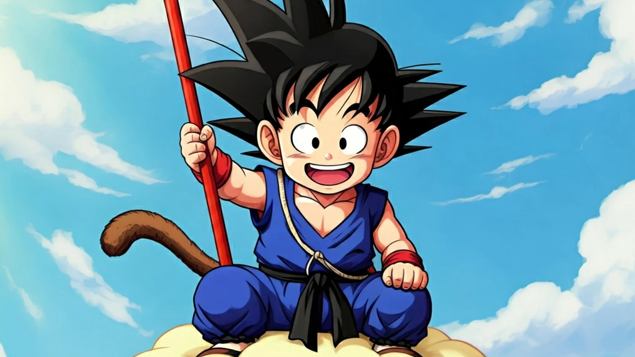 Kid Goku on Nimbus