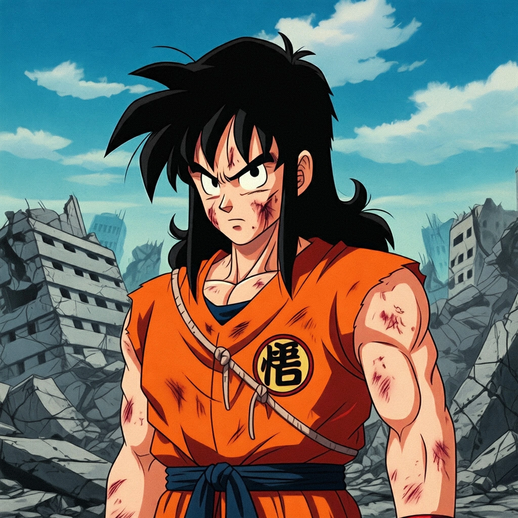 Yamcha defeated in a city.